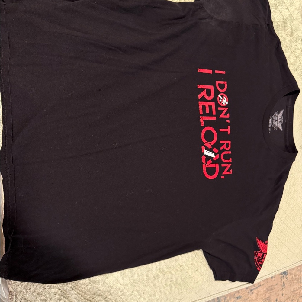 Red and Black Short Sleeve Crew Neck Tee